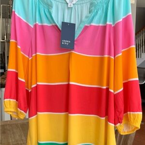 NWT Crown &‎ Ivy, Bright, Striped Vneck Blouse. Small.
Resorts, Summer, Beach